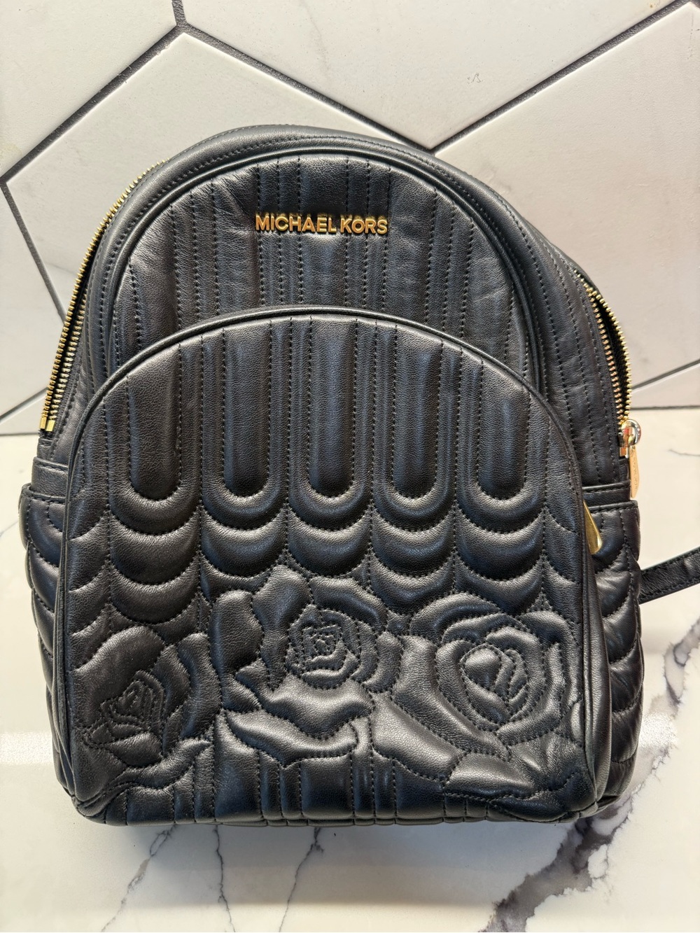 Michael Kors - Black Quilted Rose Mini Backpack